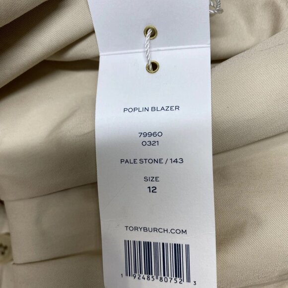 Tory Burch Women’s Polished Poplin Double-Breasted Jacket Size 12 Palestone - Picture 15 of 15